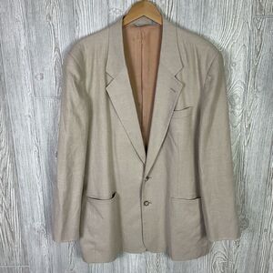 Sutter & Grant 100% Linen Blazer Men’s 44L Khaki Color 2 Button Vintage 80s